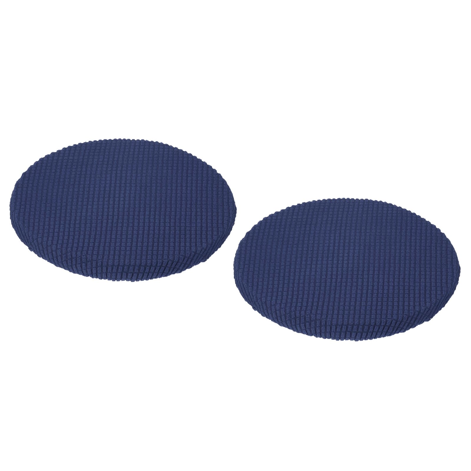 Uxcell Round Bar Stool Covers 2 Pack, Round Chair Covers with Elastic Bands Dia.11-14", Round Seat Cushions for Chairs Stool Slipcovers - Dark Blue