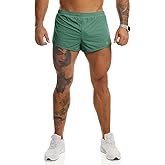 Ouber Men's Running Shorts with Liner 2'' Workout Shorts Bodybuilding Side Split Mesh Gym Shorts