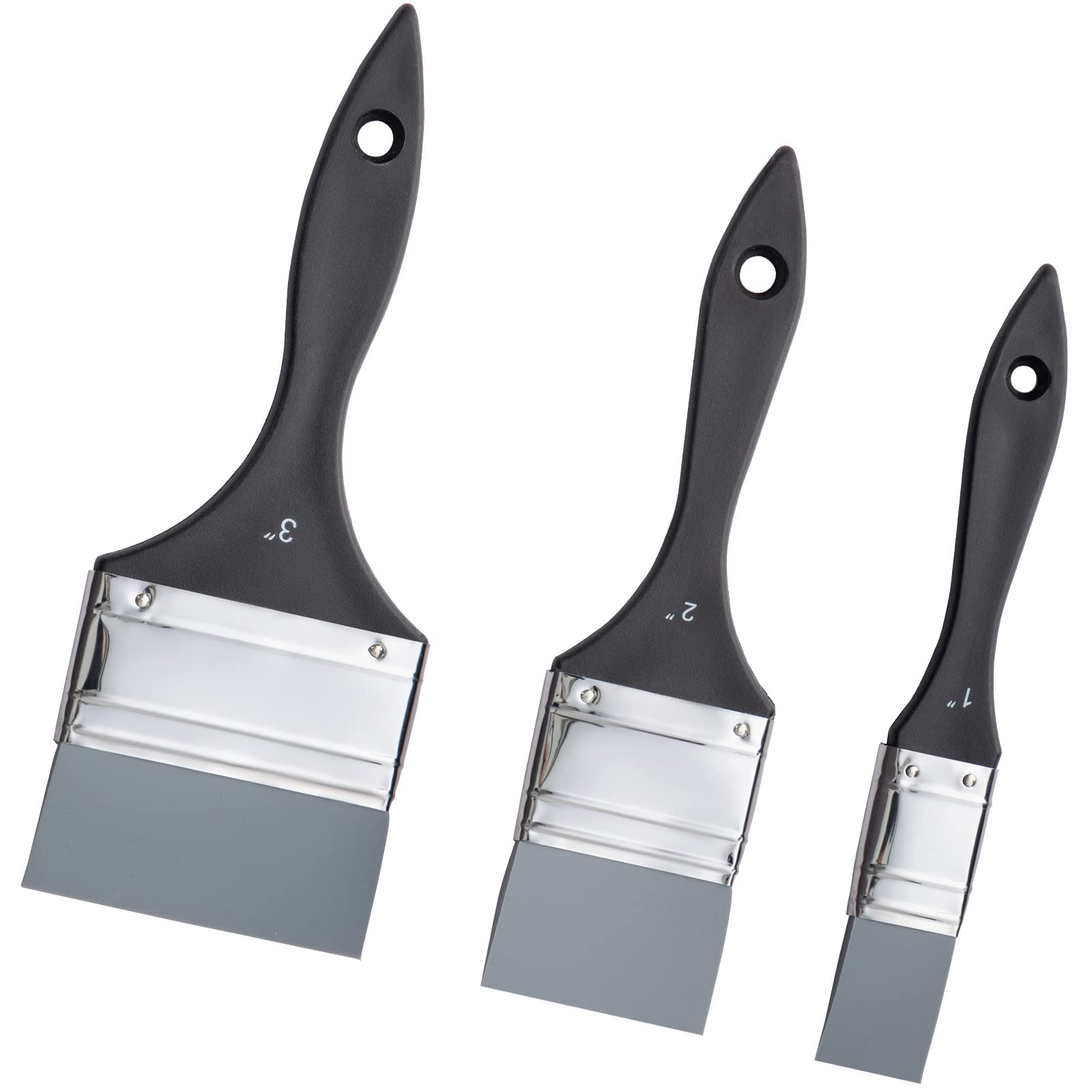 COOZEE 3-Piece Silicone Brush Set, Flat Painting Tool for Acrylic, Gouache, and Oil Paints (2.54 cm, 5.08 cm, 7.62 cm)