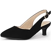 PANDANINJIA Girls Dress Shoes Kitten Heels Sandals Closed Pointed Toe Slingback Flower Girl Little Big Kid Wedding Party School Pumps Shoes