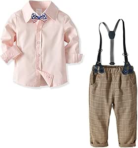 Weentop Niños Niños Ropa Conjuntos Pajaritas Camisas Tirantes Pantalones Chico Caballero Trajes Trajes (2-8 años) (tamaño : 80): Amazon.es: Hogar