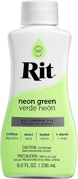 Rit Dye Neon Green Fabric Dye 236ml 88210 for Cotton Silk Wool RCA