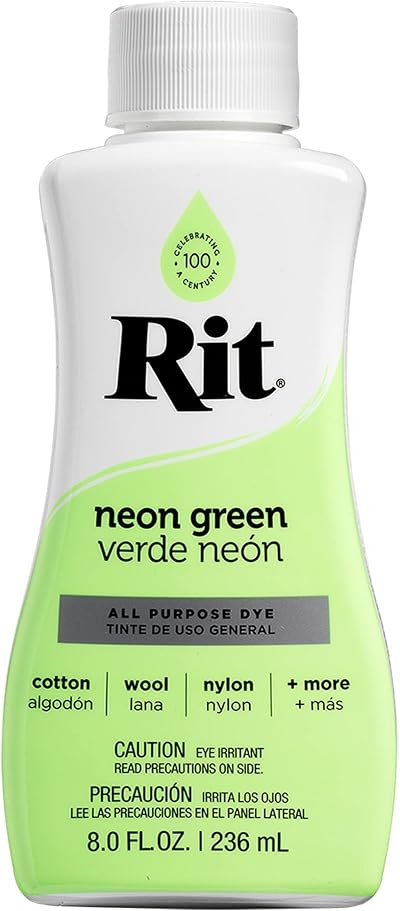 Rit Dye Neon Green Fabric Dye 236ml 88210 for Cotton Silk Wool RCA