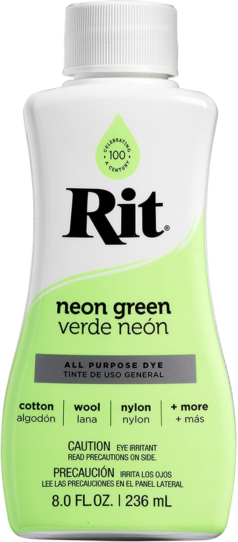 Rit Dye Neon Green Fabric Dye 236ml 88210 for Cotton Silk Wool RCA