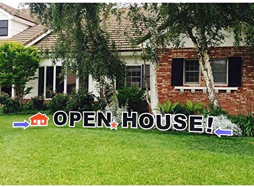 Open House! Outdoor Announcement Decoration Card, Yard Sign Comes 22 Inches with Stakes