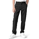 KEREDA Boys Flat Front Dress Pants School Uniform Pants Twill Elastic Waist with Zip Button
