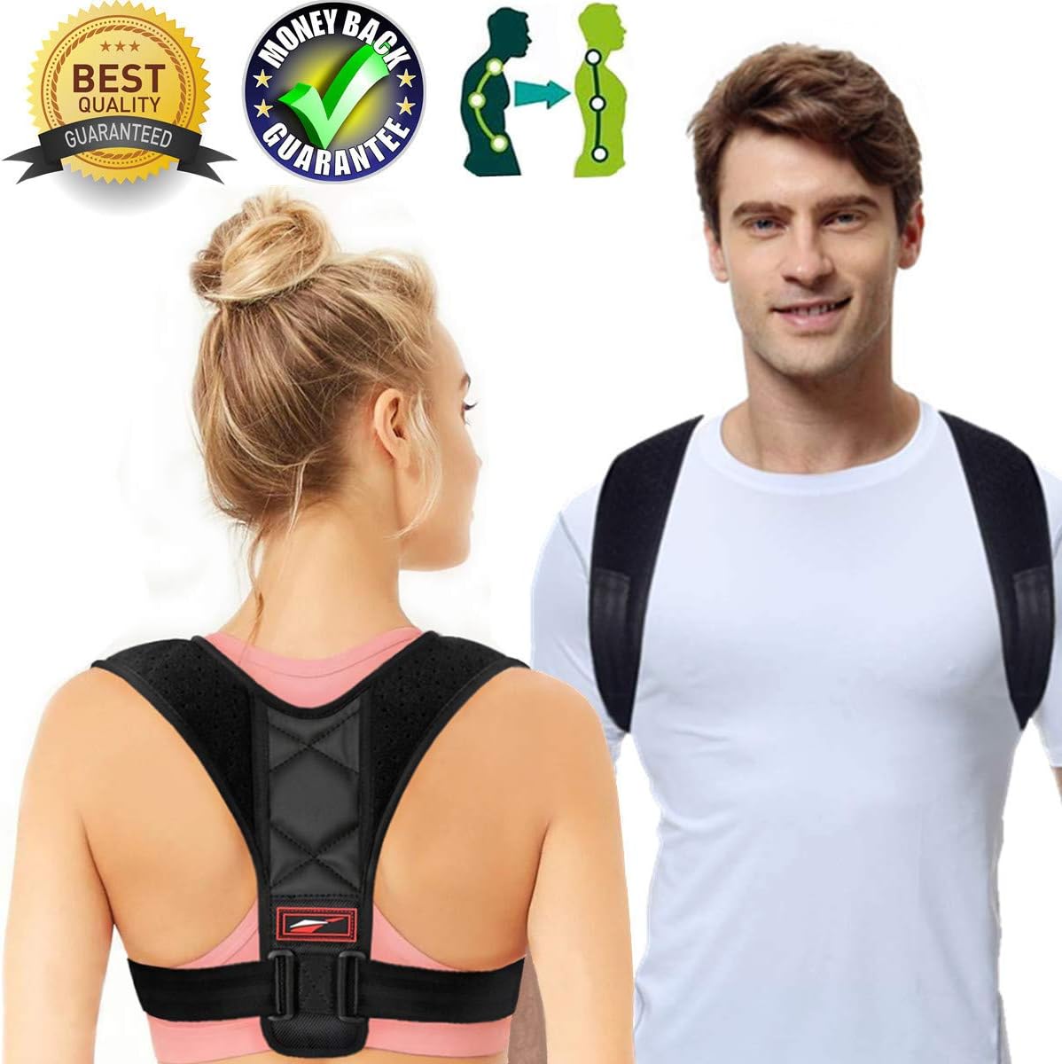 Posture Corrector for Women Men Posture Brace Orthopedic Posture Corrector Relieves Upper Back Shoulders Pain Corrects Slouching Hunching Bad Posture Adjustable (Posture Corrector, 26" - 46")