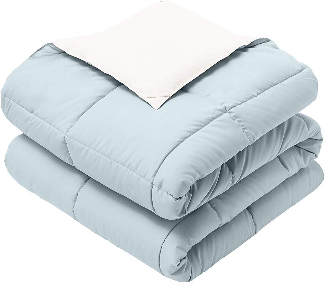 Royal Hotel Soft and Plush Down Alternative Comforter - Reversible with 2 Colors Duvet Insert Comforter - Hypoallergenic Hotel Plush Down-Alternative - Twin XL, Light Blue and White