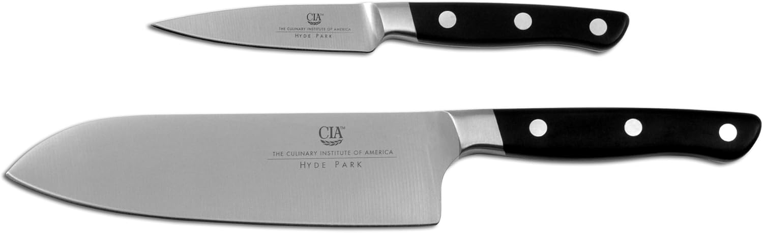 Amazon Com Culinary Institute Of America Masters Collection 2 Piece Knife Starter Set Santoku Knives Kitchen Dining