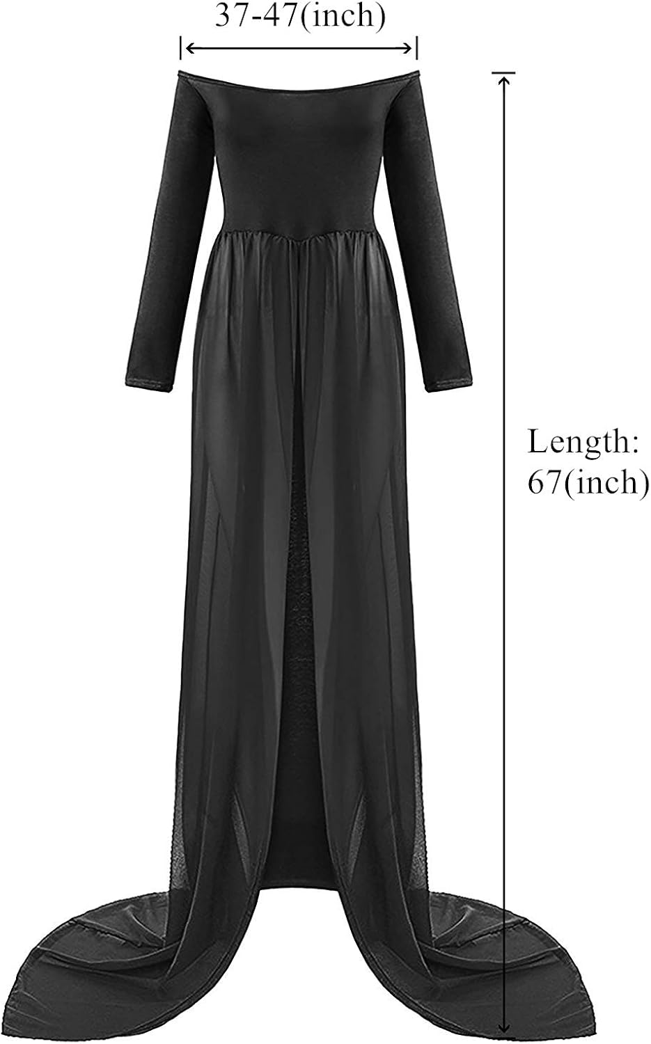 ZIUMUDY Maternity Maxi Chiffon Photography Dress Split Front Gown for Photoshoot (Black) at  Women’s Clothing store