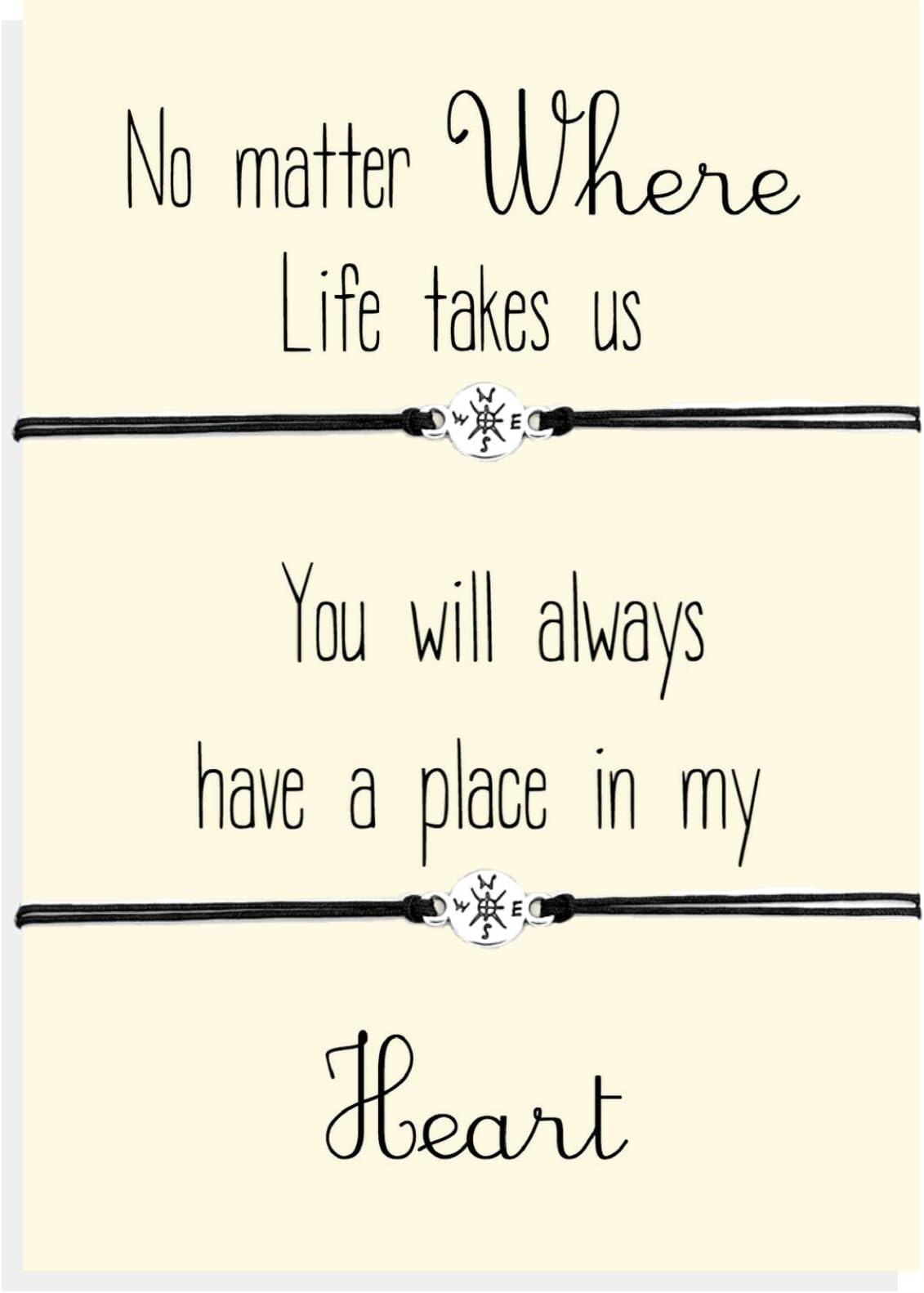 Carrie CloverBFF bracelet set - Long Distance Relationship Gift, Compass Bracelet, No Matter where, BFF Gift Ideas, Going Away Gift, Matching his and hers Bracelets, A75
