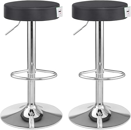 Songmics Bar Stool Set Of 2 Height Adjustable Bar Chairs In Synthetic Leather 360 Swivel Kitchen Stool With Footrest Chrome Plated Steel Black Ljb01buk Amazon Co Uk Kitchen Home