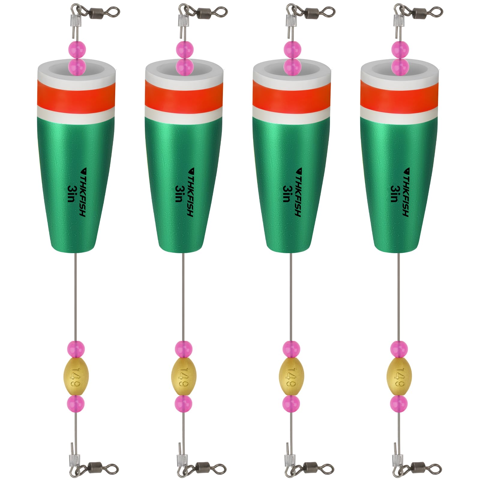 THKFISH Popping Cork Trout Float Rig - Weighted Bobbers for Saltwater Fishing - 4PCS GREEN 28g
