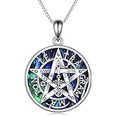 CUPENDA Tetragrammaton/Memento Mori/Allah/Necklace 925 Sterling Silver Gothic Skull Memento Mori Pendant Stoic Reminder Jewelry for Men Women