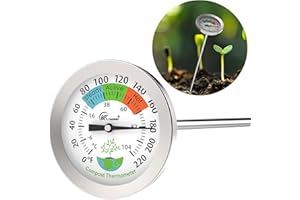 KT THERMO Compost Soil Worm Thermometer - Backyard Compost Thermometer,Soil Thermometer,Plant Thermometer Outdoor Garden with Waterproof Dial,20”Probe for composting bin,in/Outdoor Planting