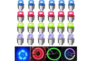 FICBOX 24 PCS LED Wheel Lights Flash Light Tire Valve Cap Lamp for Car Trucks Motorcycle Bike (24pcs Mixed)