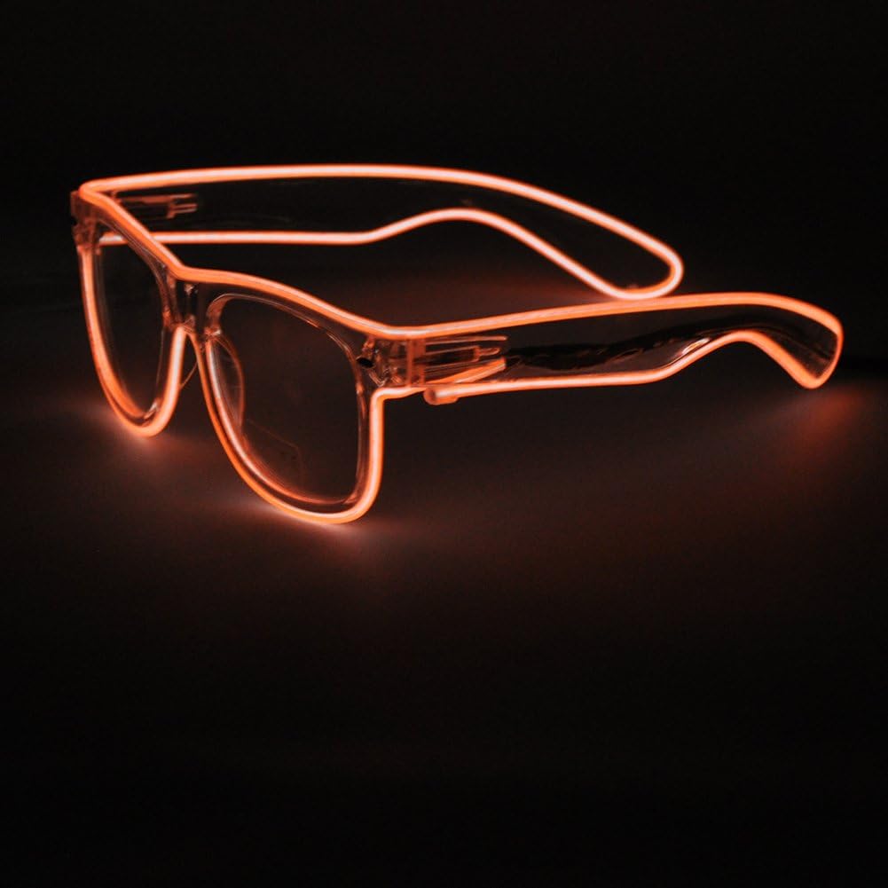 Sydnus EL Wire Rave Sunglasses LED Light Up Party Glasses(Orange)