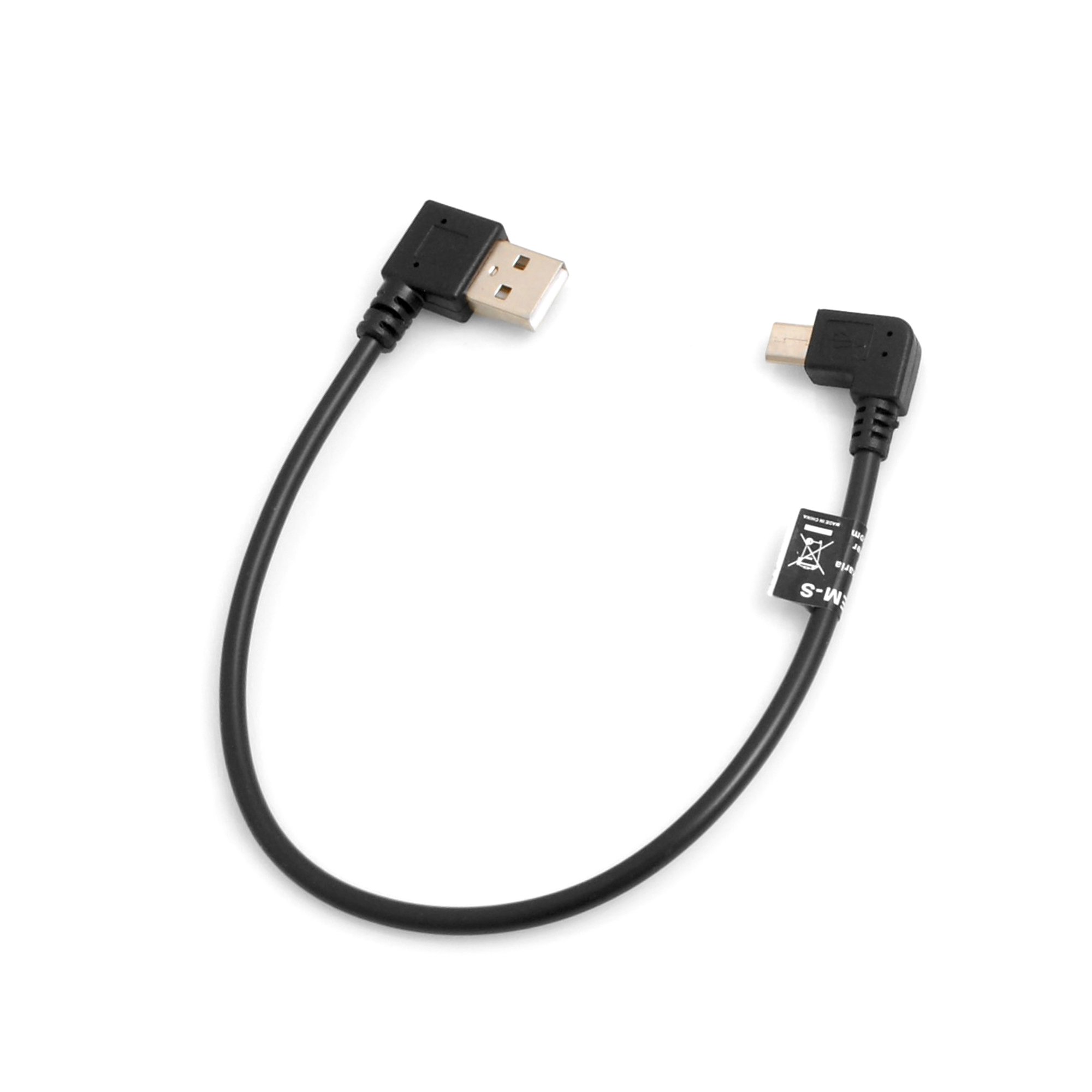 SYSTEM-S Micro USB 90° Left Angled to USB 2.0 Type A (Male) 90° Left Angled Cable ca. 27 cm