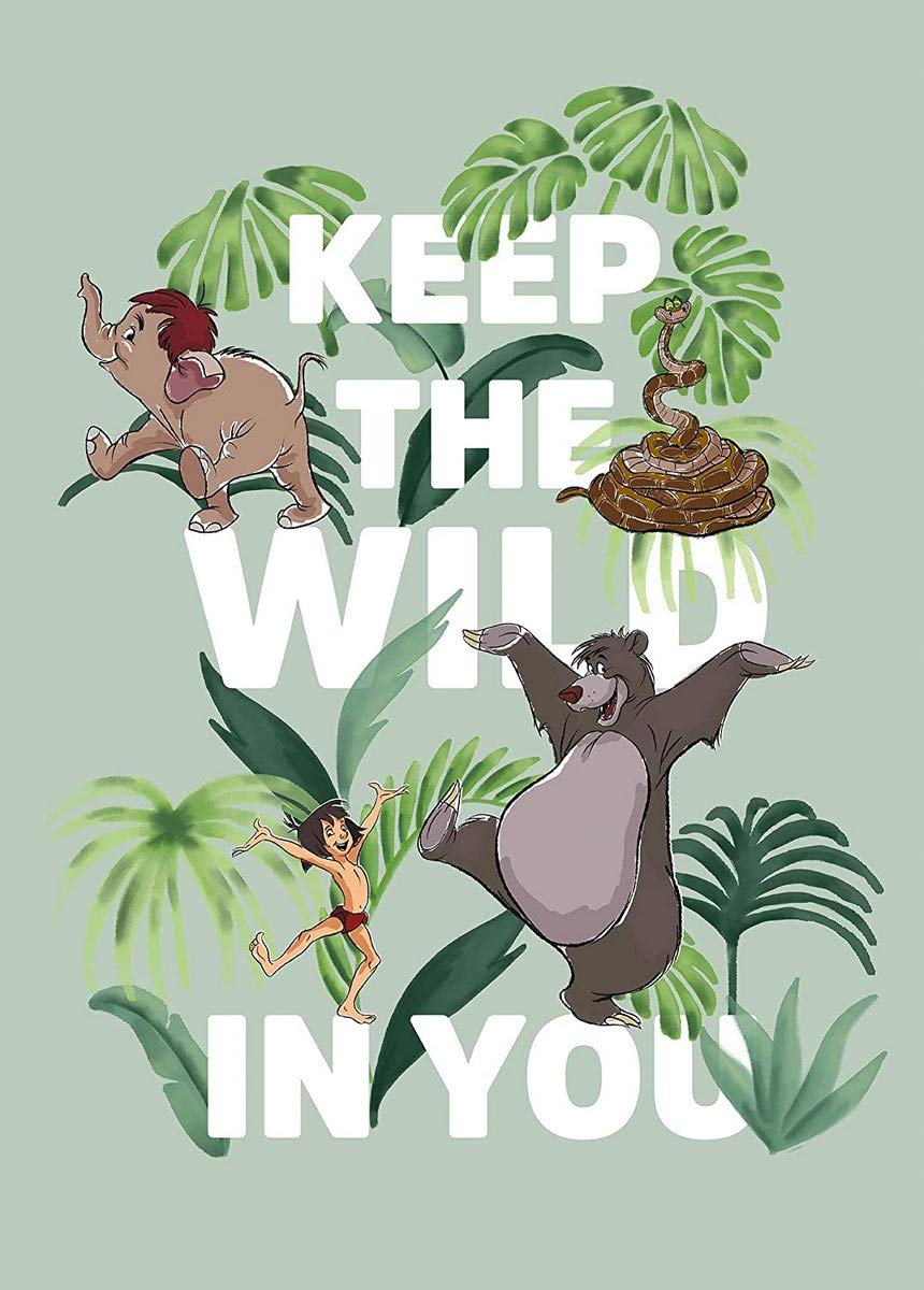 Komar Disney Wall Picture Jungle Book Keep The Wild | Children's Room Decoration Art Print | Without Frame | WB090-50x70 | Size: 50 x 70 cm (Width x Height) โ image 1