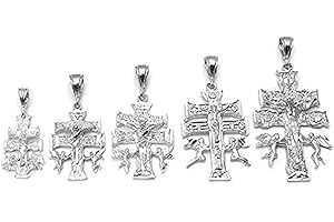 Blue Apple Co. D/C Caravaca Cross Charm For Chain Pendant 925 Sterling Silver