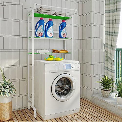 QFFL tray Stainless Steel Washing Machine Bracket/Modern Toilet Racks/Bathroom Balcony Floorstanding Storage Rack Electric dedicated base (Color : GREEN)