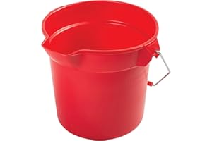 Rubbermaid Commercial FG296300RED 10 qt Capacity, 10-1/2" Diameter, 10-1/4" Height, Red Color, Brute High-Density Polyethylen