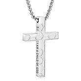 Gnamy Soccer Cross Necklace for Boys Men, Cross with Bible Verse Stainless Steel Pendant Chain Christmas Birthday Game Day Christian Religious Jewelry Gifts for Son Kids Teenage Teen Stuff