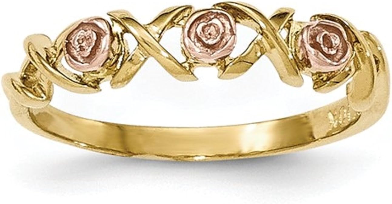 10K TriColor Gold Black Hills Gold Flowers Ring Jewelry