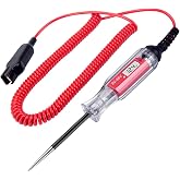 3-48V Digital LCD Circuit Tester w/ 140 Inch Extended Spring Wire &amp; Probe | 3-48v Range, Accurate Backlight Digital Display, 140'' Extended PU Spring Wire, for Car Truck Low Voltage &amp; Light Tester