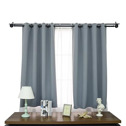 Jiangjue Blackout Curtains Bedroom 2 Panels Short Curtains Small Window Living Room Tier Curtains Thermal Insulated Grommet Lightgray 52w84l