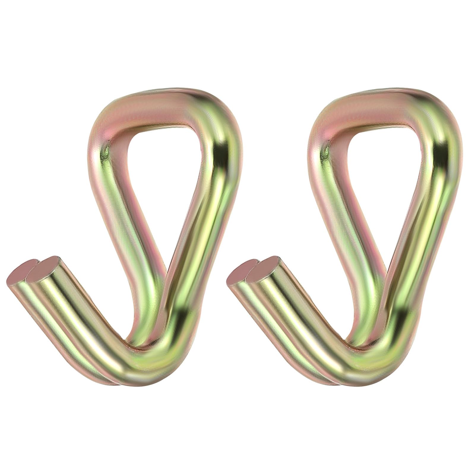 PATIKIL 2 Pack Ratchet Double J Hook Load 5511 LBS for 6mm Tie Down Strap Webbing on Car Truck Trailers Towing Strap, Gold