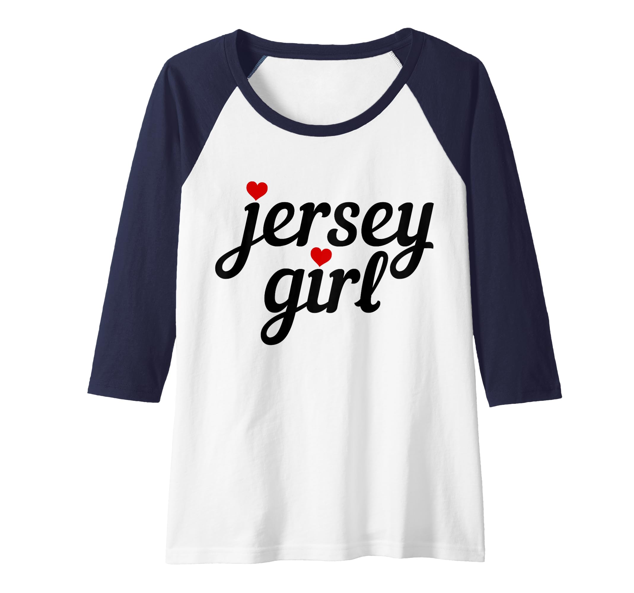 Womens Jersey Girl New Jersey Heart Funny Cute New Jersey Raglan Baseball Tee