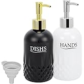 HarJue Glass Soap Dispenser Set, Refillable Dish Soap Pump Dispenser, Kitchen Bathroom Counter Shampoo Conditioner Dispenser (Pump Dispenser Only)
