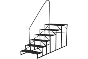 NTIIBCUY Swimming Pool Ladder Above Ground, RV Step Stool Ladder, Hot Tub Steps with Handrail, 660 lb Load Capacity Pool Stairs Pool Steps for Travel Trailers, Spa, Camper, 5th Wheels (6 Step, 1 Handle)