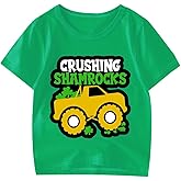 HQHKEPWA Kids St Patricks Day Shirt Girls Boys Patrick's Shamrock Clover Monster Truck Dinosaur Bow Toddler Short Sleeve 2-7T