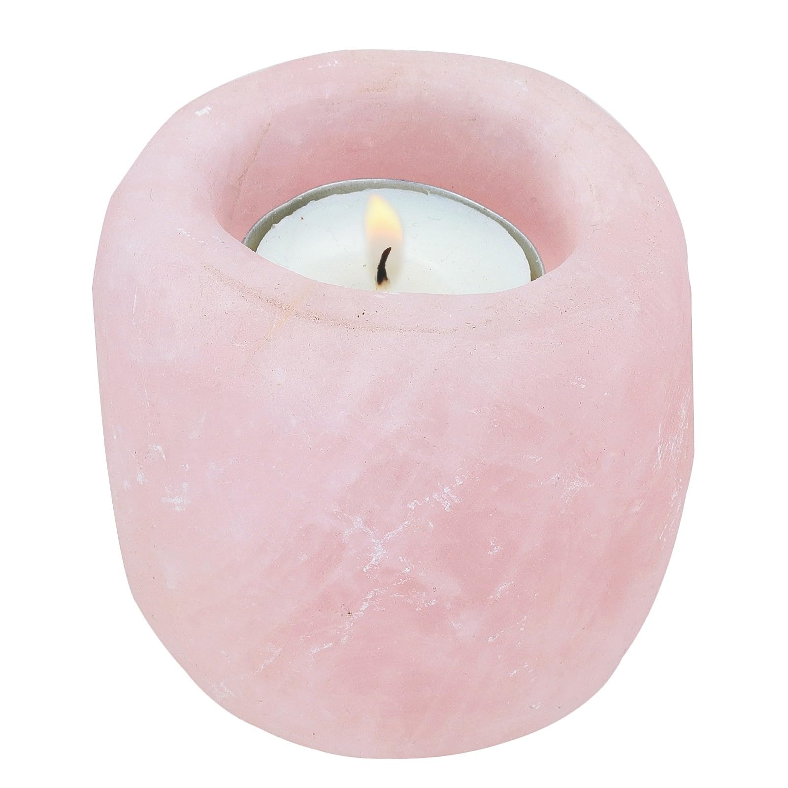 mookaitedecor Natural Rose Quartz Rough Stone Candle Tea light Holder Candlestick/Air Plant Holder,Jewellery Dish Healing Crystal for Home Garden Decoration