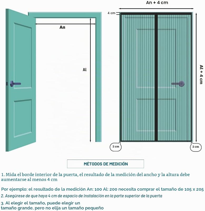 Cortina Mosquitera Magnética para Puertas, Versión Actualizada 80x205 cm Puerta de Malla Magnética, Negro Cortinas para Puertas Exteriores, Fácil de Instalar y Lejos de Los Mosquitos