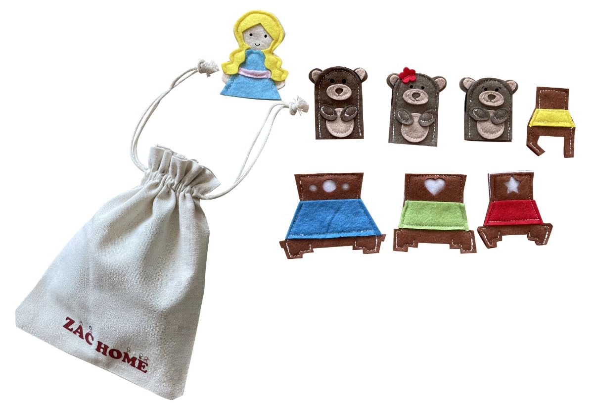 Children's Storytelling Finger Puppet Set Goldilocks and the Three Bears Story