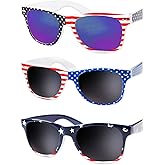 Blinket 4th Of July Sunglasses American Flag Sunglasses for Independence Day Flag Day June 14th Events Sunglasses Protect Your Eyes from UV Rays Outdoor Activities Fashion Accessories Style E 3Pcs