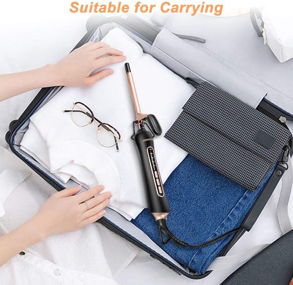 Professional 0.35 in Thin Curling Iron, JOMARTO Unisex Ceramic Hair Curler, Small Curling Iron with Adjustable Heat Settings, Slim Tight Curling Tongs, Includes Glove and 2 Hairpins: Health & Personal Care