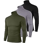 Neer 3 Pack Men's Big and Tall Turtleneck Shirts L-7xl Long Sleeve with Cuff Plus Size Basic Thermal Lightweight Tops