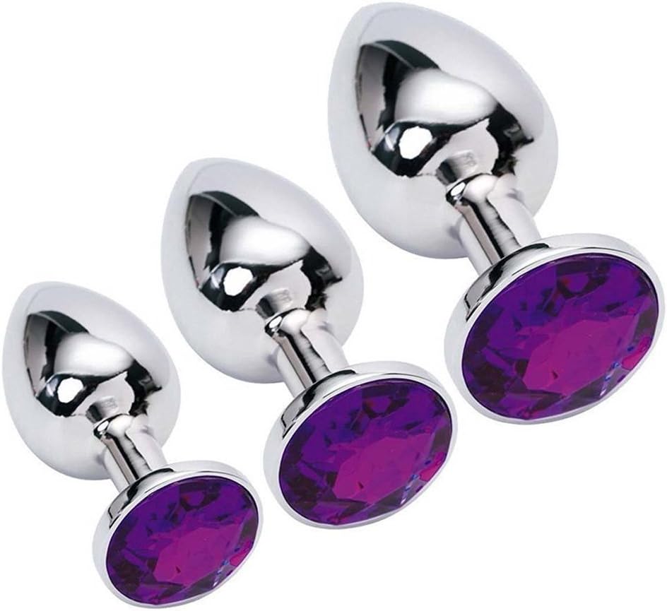 DQTMA 3Pcs/Size Stainless Steel Plug Anale Diamonds Design for Beginner(Purple)