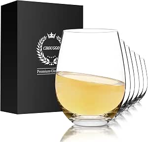 Chouggo Champagne Flutes Set Of 6 - Hand Blown Lead-Free Crystal Glasses, 8oz Elegant Stemware