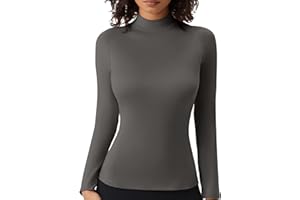 OVIYEGAIN Women's Turtleneck Long Sleeve Shirts Thermal Underwear Tops Fitted Based Layer Lightweight Active Shirt Pullover