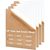 KINLINK 12x16 3mm 1/8" White Cast Acrylic Sheets Plastic Board 4 Pack | Plexiglass Sheets 1/8 inch Thick for DIY Project, Craft, Table Top, Acrylic Sign, Engravings and Wedding Invitations