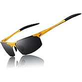 RONSOU Men Sport Al-Mg Polarized Sunglasses Unbreakable for Driving Cycling Fishing Golf