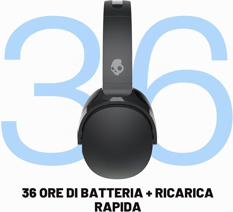 Hesh Evo Cuffie Wireless Over-Ear con Bluetooth, Bassi Multisensoriali, Cancellazione del Rumore, 36 Ore di Autonomia, Design Comprimibile - Nero