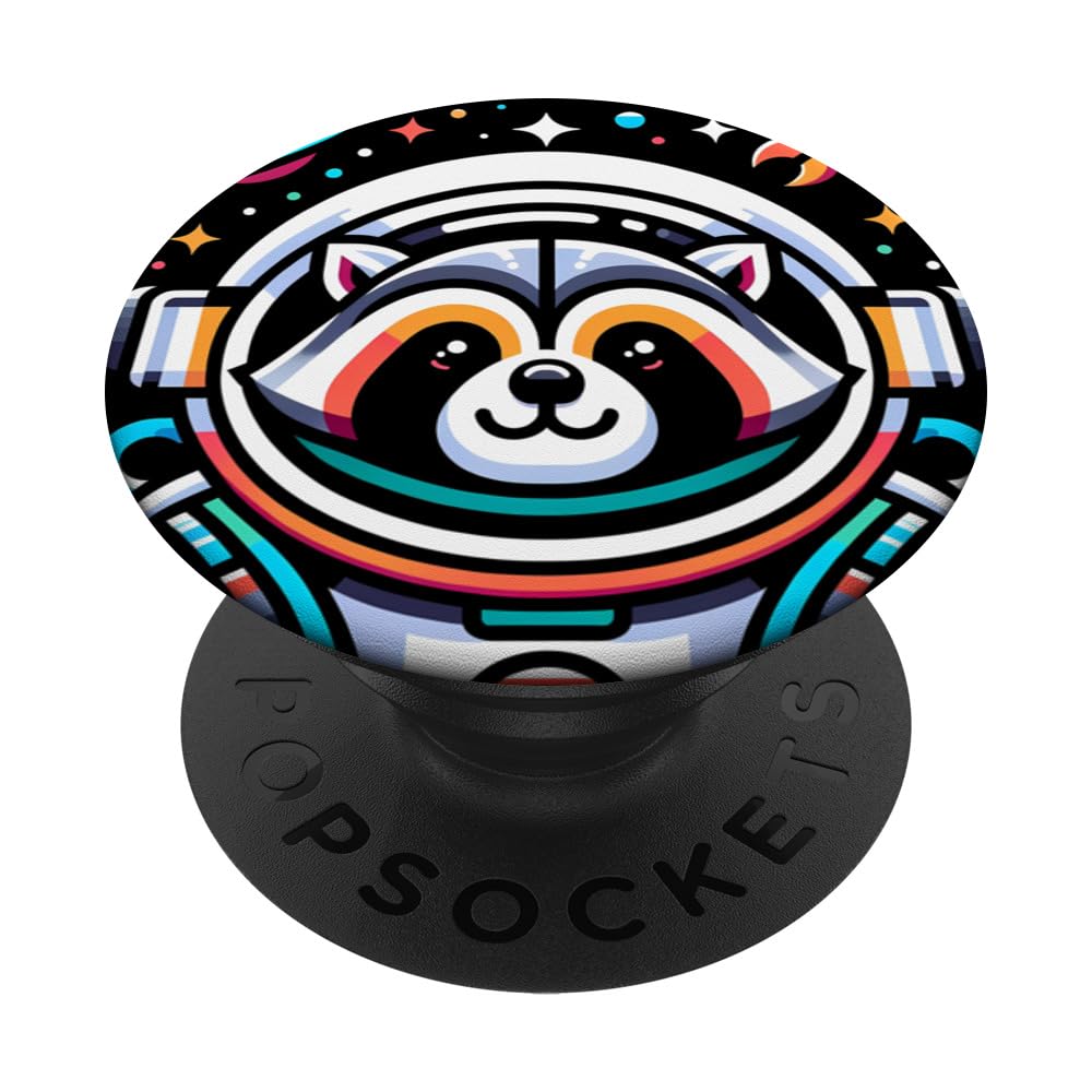 Space Raccoon Astronaut Funny Colorful Cosmic Astro Critters PopSockets Swappable PopGrip