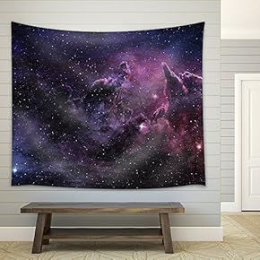 Purple Nebula and Cosmic Dust in Star Field - Fabric Wall Tapestry Home Decor - 51x60 inches