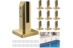 LukLoy Glass Railing Spigot 960g Heavy Duty 304 Stainless Steel Pool Fence Spigot Garden Balustrade Railing Handrail Balcony Stair Gold Clamp for 5/16"-1/2" Glass (Pack of 10)